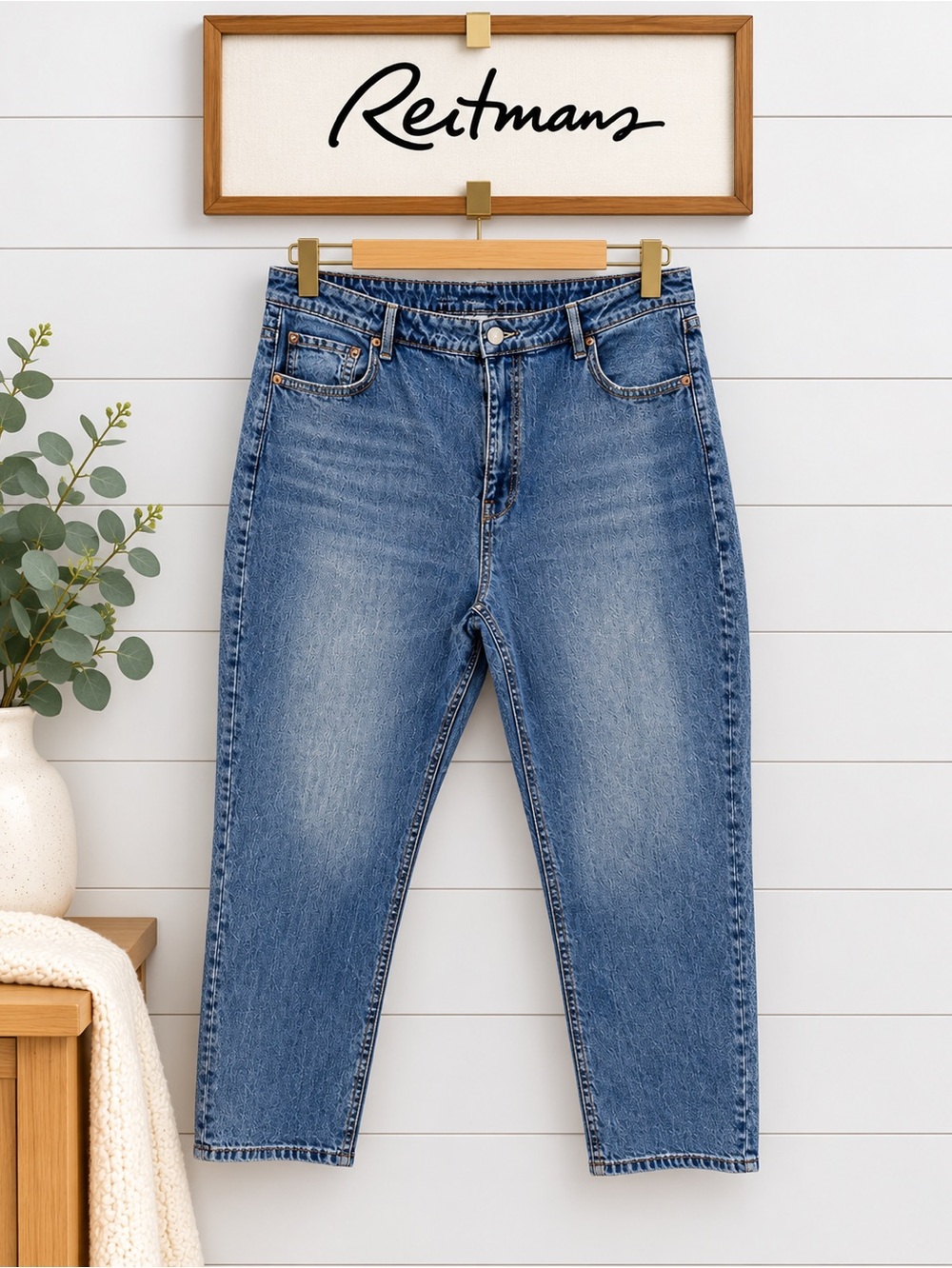 REITMANS Blue Mom Jeans High Waist Petite Size 36
